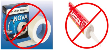 Figura 13 – Exemplos de fita veda rosca e silicone (proibidos nas áreas classificadas)