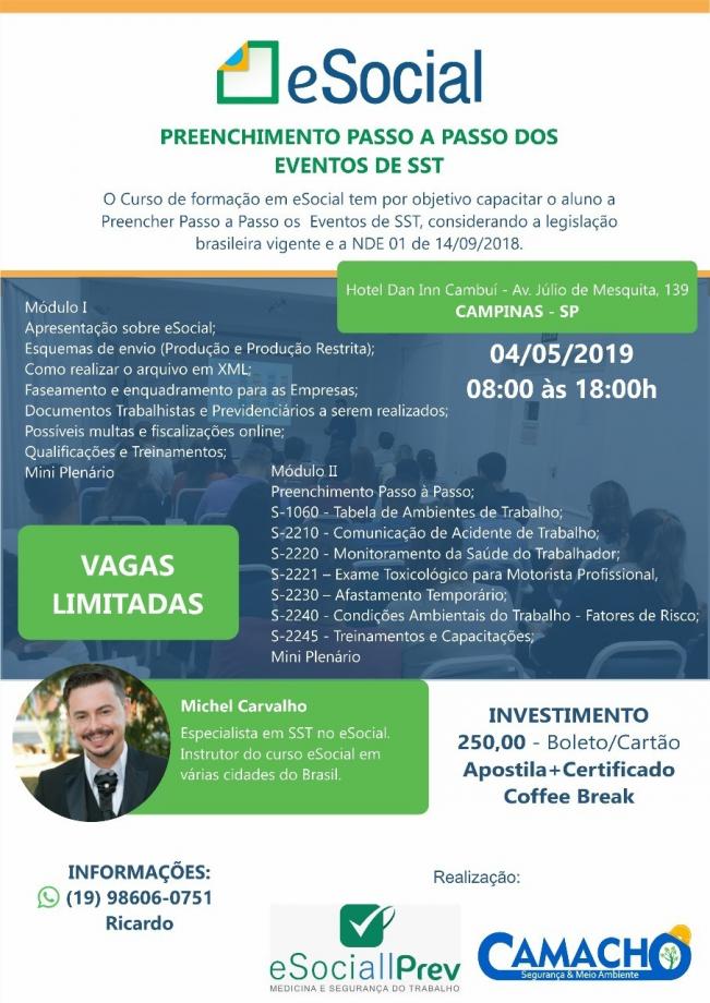 Curso - Preenchimento Passo a Passo dos Eventos de SST no eSocial